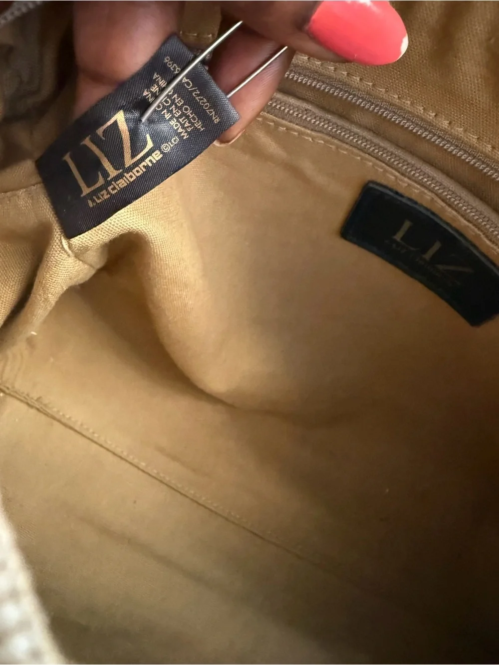 Vintage Liz Claiborne Cream Gray Monogram Speedy Satchel Bag Y2K Quiet Luxury